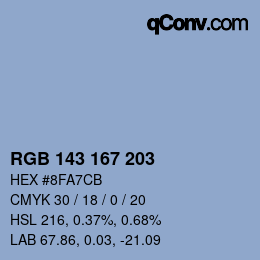 Color code: RGB 143 167 203 | qconv.com