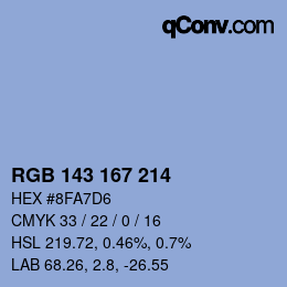 Color code: RGB 143 167 214 | qconv.com