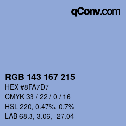 颜色代码: RGB 143 167 215 | qconv.com