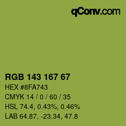 Color code: RGB 143 167 67 | qconv.com