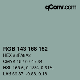 Color code: RGB 143 168 162 | qconv.com