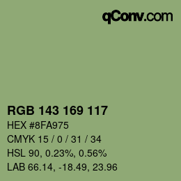 Código de color: RGB 143 169 117 | qconv.com