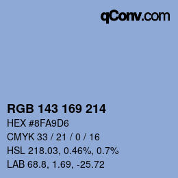 Color code: RGB 143 169 214 | qconv.com
