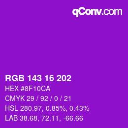 Color code: RGB 143 16 202 | qconv.com