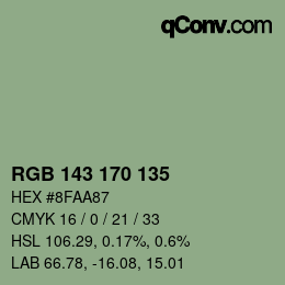 カラーコード: RGB 143 170 135 | qconv.com
