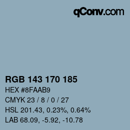 Color code: RGB 143 170 185 | qconv.com