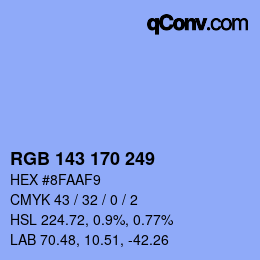 カラーコード: RGB 143 170 249 | qconv.com