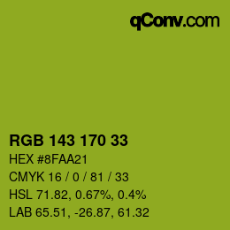 Color code: RGB 143 170 33 | qconv.com