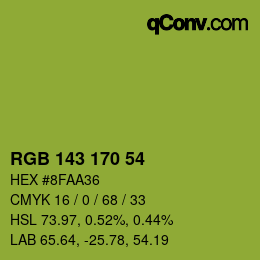 Color code: RGB 143 170 54 | qconv.com