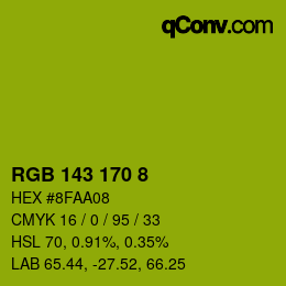 Color code: RGB 143 170 8 | qconv.com