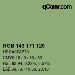 颜色代码: RGB 143 171 120 | qconv.com