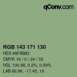 Código de color: RGB 143 171 130 | qconv.com