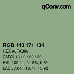 Color code: RGB 143 171 134 | qconv.com