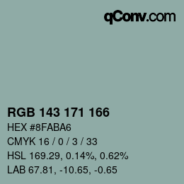 Color code: RGB 143 171 166 | qconv.com