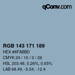 颜色代码: RGB 143 171 189 | qconv.com