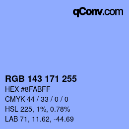 Color code: RGB 143 171 255 | qconv.com