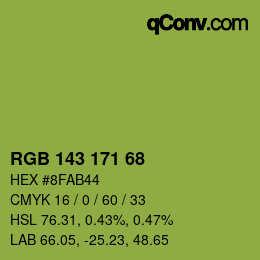 カラーコード: RGB 143 171 68 | qconv.com