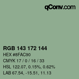 Color code: RGB 143 172 144 | qconv.com