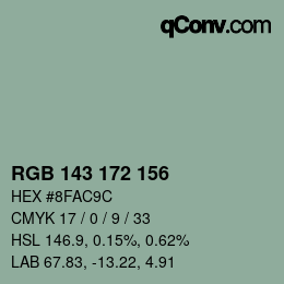 カラーコード: RGB 143 172 156 | qconv.com