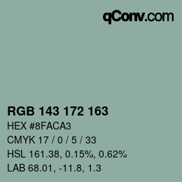 Color code: RGB 143 172 163 | qconv.com