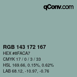 カラーコード: RGB 143 172 167 | qconv.com