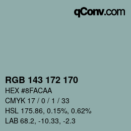 カラーコード: RGB 143 172 170 | qconv.com
