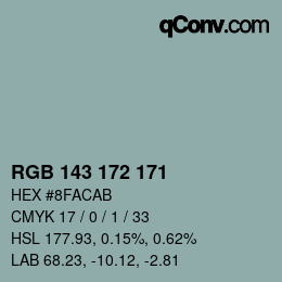 Color code: RGB 143 172 171 | qconv.com