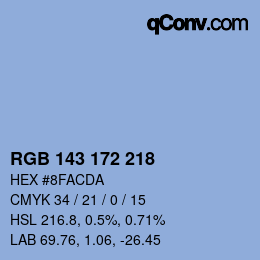 Color code: RGB 143 172 218 | qconv.com