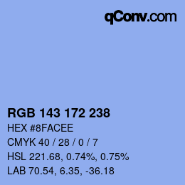Color code: RGB 143 172 238 | qconv.com