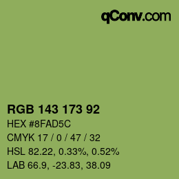 颜色代码: RGB 143 173 92 | qconv.com