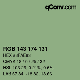 カラーコード: RGB 143 174 131 | qconv.com
