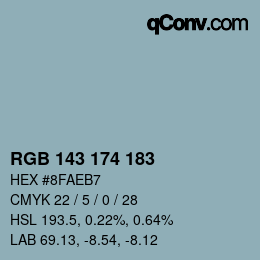 カラーコード: RGB 143 174 183 | qconv.com