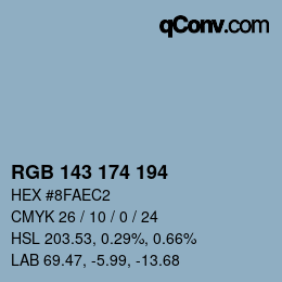 颜色代码: RGB 143 174 194 | qconv.com