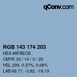 Color code: RGB 143 174 203 | qconv.com