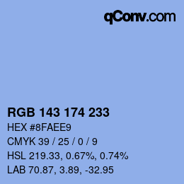 Color code: RGB 143 174 233 | qconv.com