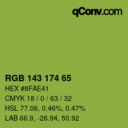 Color code: RGB 143 174 65 | qconv.com
