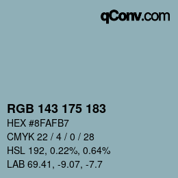 Color code: RGB 143 175 183 | qconv.com