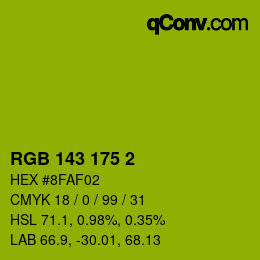 Color code: RGB 143 175 2 | qconv.com