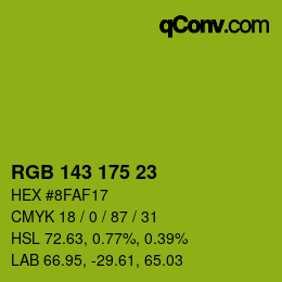 Color code: RGB 143 175 23 | qconv.com