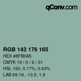 颜色代码: RGB 143 176 165 | qconv.com