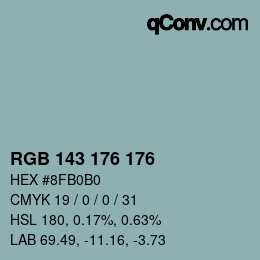 Código de color: RGB 143 176 176 | qconv.com