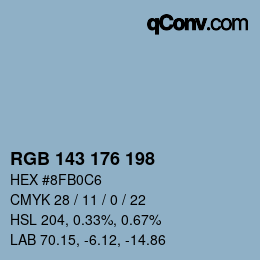 颜色代码: RGB 143 176 198 | qconv.com