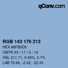 Color code: RGB 143 176 213 | qconv.com