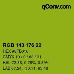 Color code: RGB 143 176 22 | qconv.com