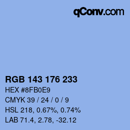 カラーコード: RGB 143 176 233 | qconv.com