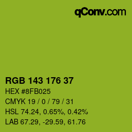 颜色代码: RGB 143 176 37 | qconv.com