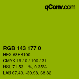 Color code: RGB 143 177 0 | qconv.com