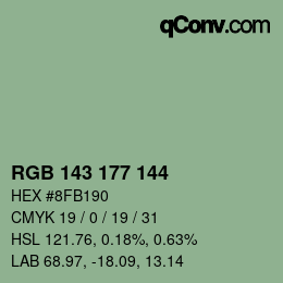 Color code: RGB 143 177 144 | qconv.com