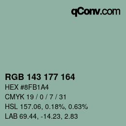 Color code: RGB 143 177 164 | qconv.com
