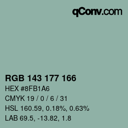 颜色代码: RGB 143 177 166 | qconv.com